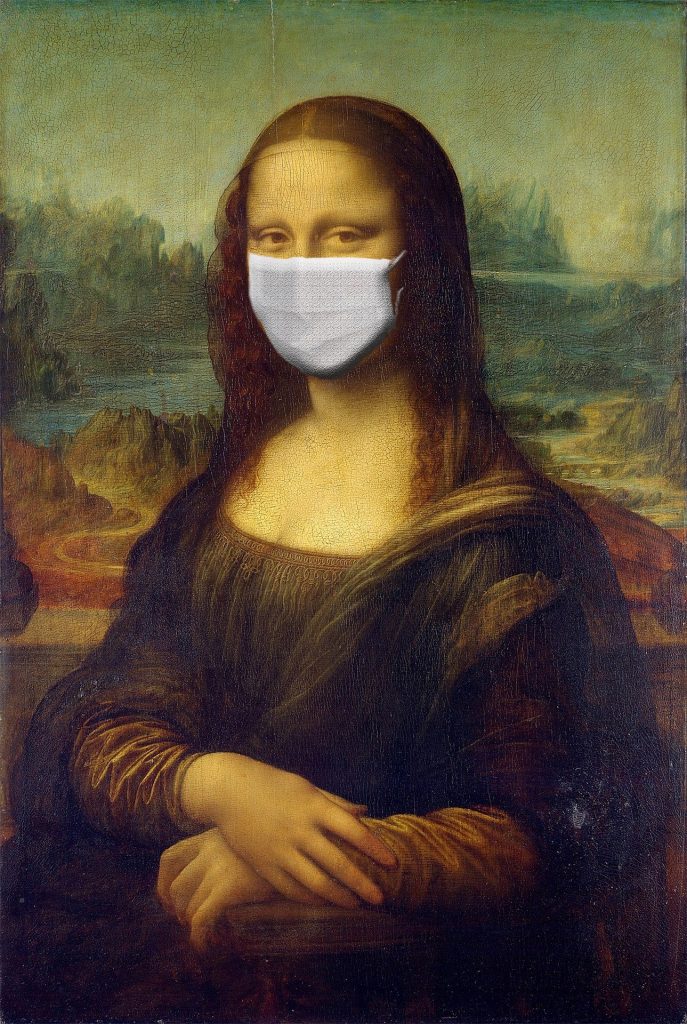 Bild von Mona Lisa mit Mund Nasen schutz, AFC Fitness